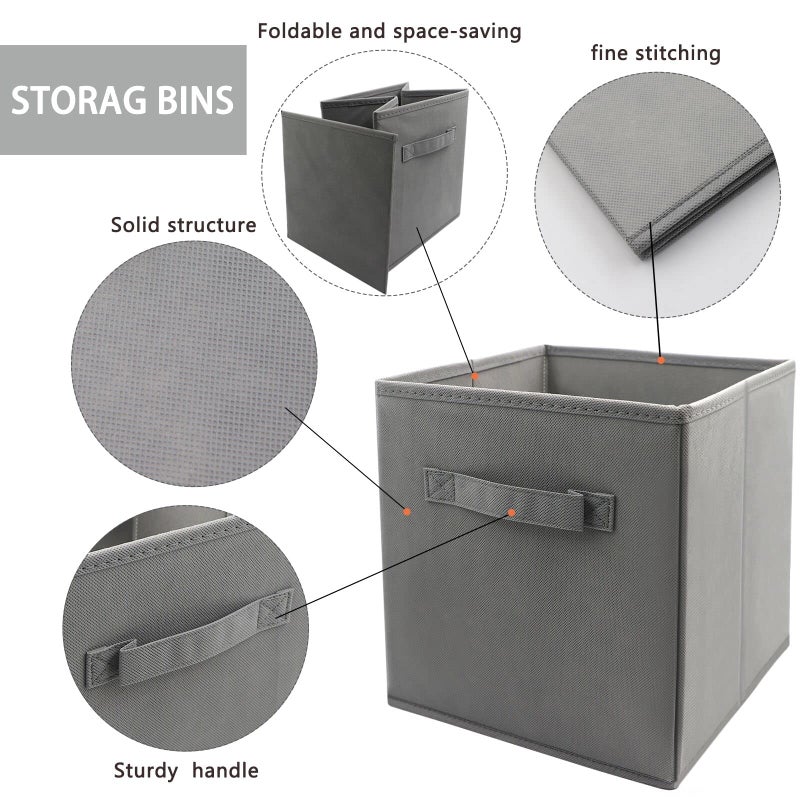 EBIGIC Mini Size 3-Pack Cube Storage Bins 9.0"x7.5"x7.5" Fabirc Foldable Closet Toy Organizer Collapsible Cloth Gray - Image 3